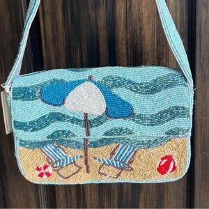 Viral Beach-Themed Beaded Shoulder Bag, NWT
